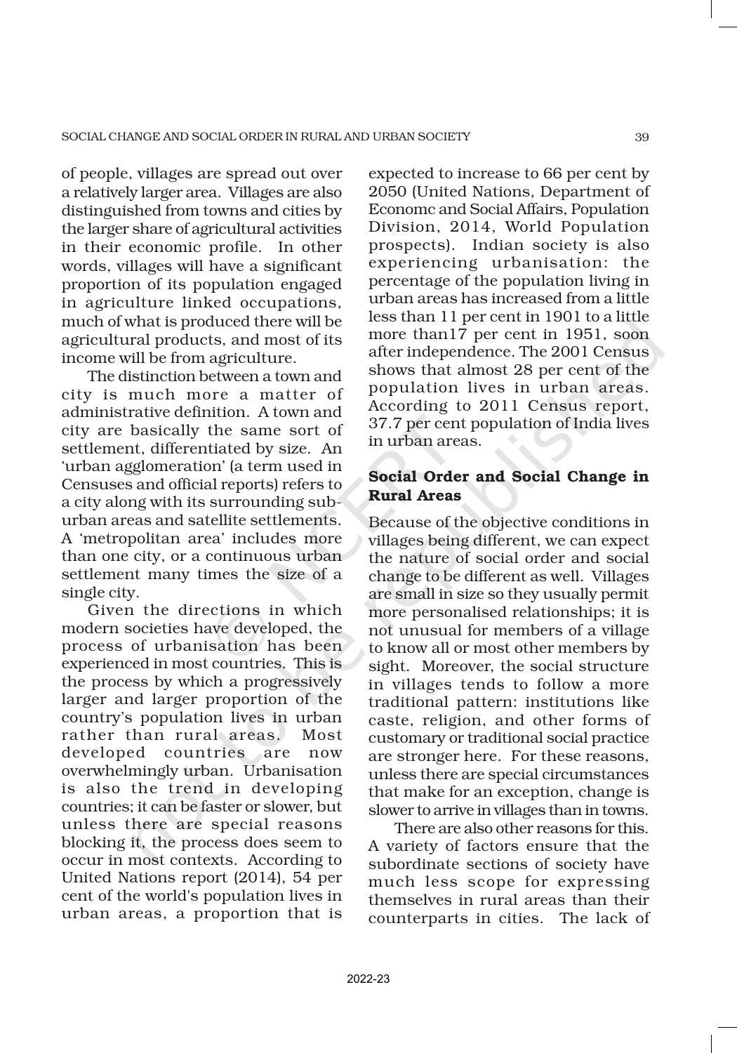 NCERT Book for Class 11 Sociology (Part-II) Chapter 2 Social Change and Social Order in Rural and Urban Society - Page 18