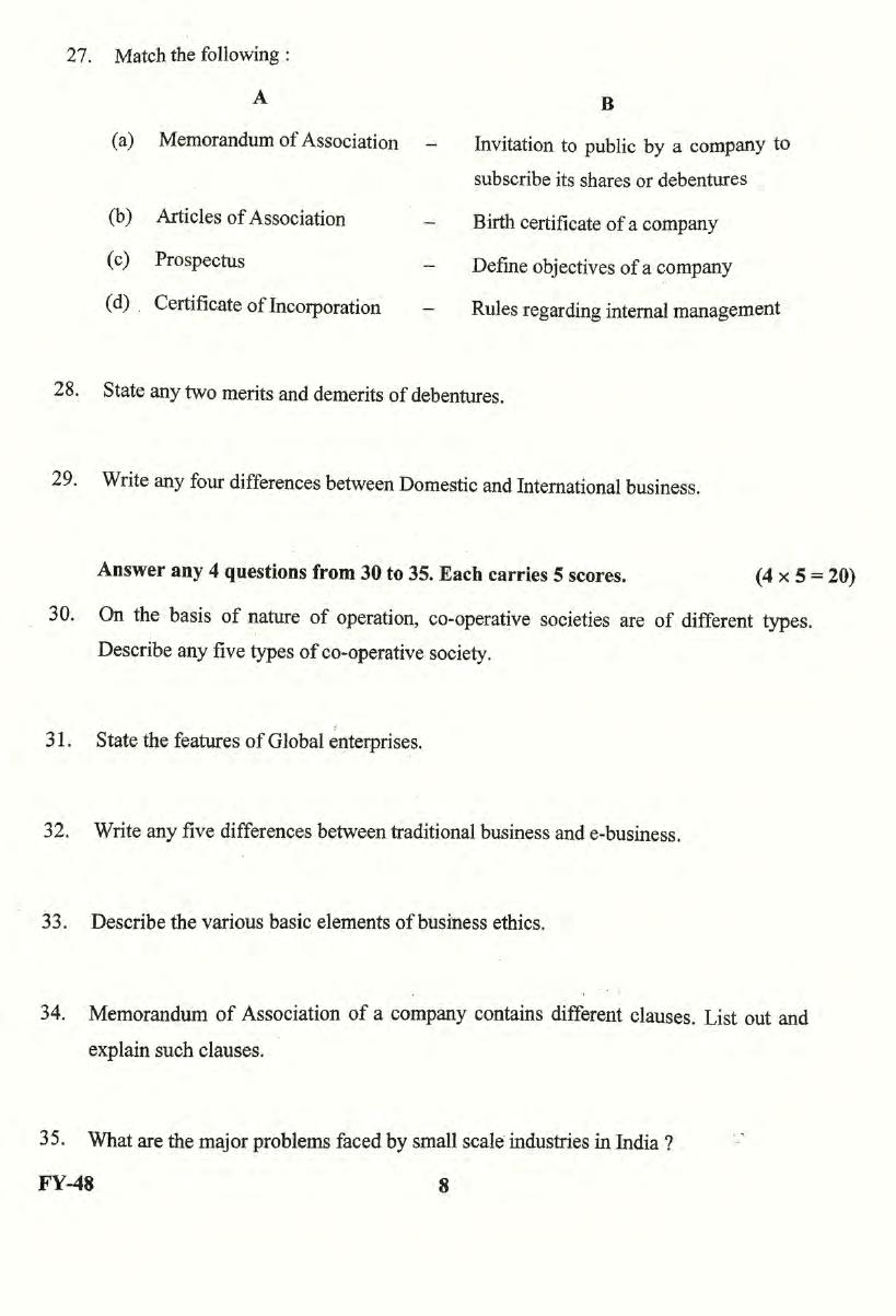 Kerala Plus One 2022 Business Studies Question Paper (EM) - Page 5