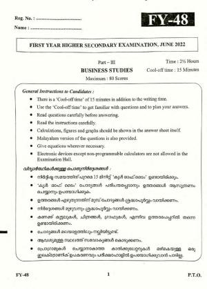 Kerala Plus One 2022 Business Studies Question Paper (EM)