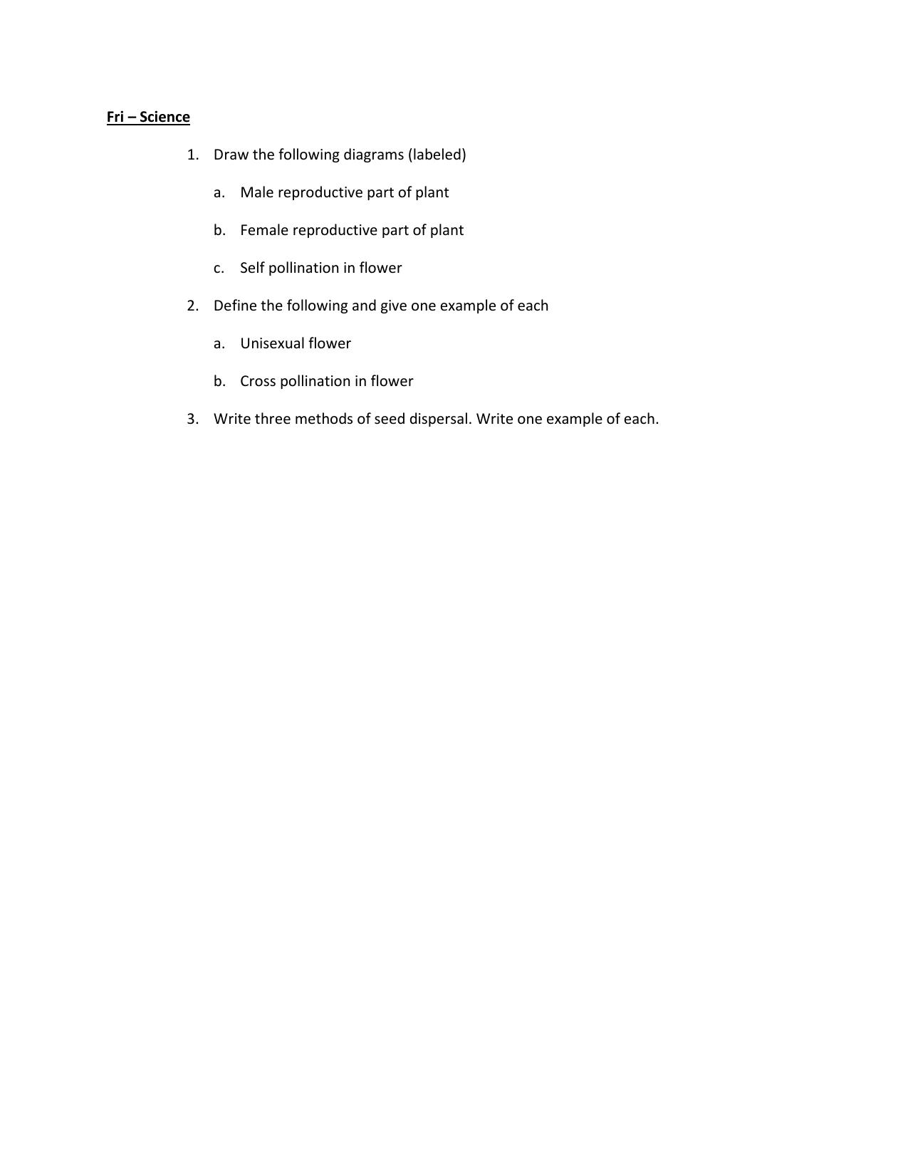 CBSE Worksheets for Class 7 Science Reproduction Assignment - Page 1