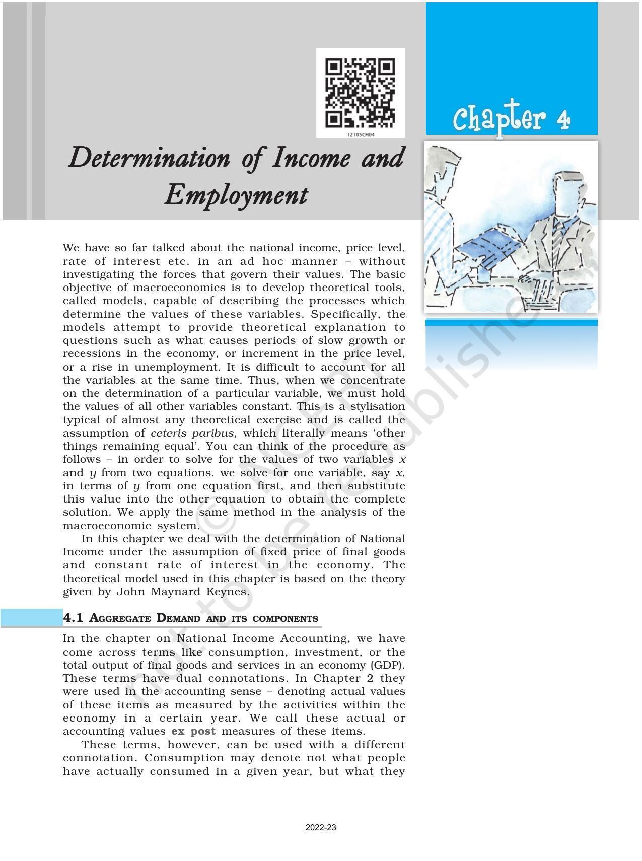 NCERT Book for Class 12 Economics (Macroeconomics) Chapter 4 Determination of Income and Employment - Page 1