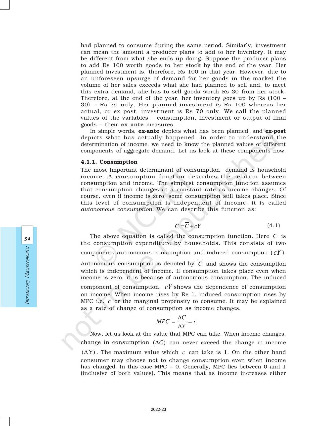 NCERT Book for Class 12 Economics (Macroeconomics) Chapter 4 Determination of Income and Employment - Page 2