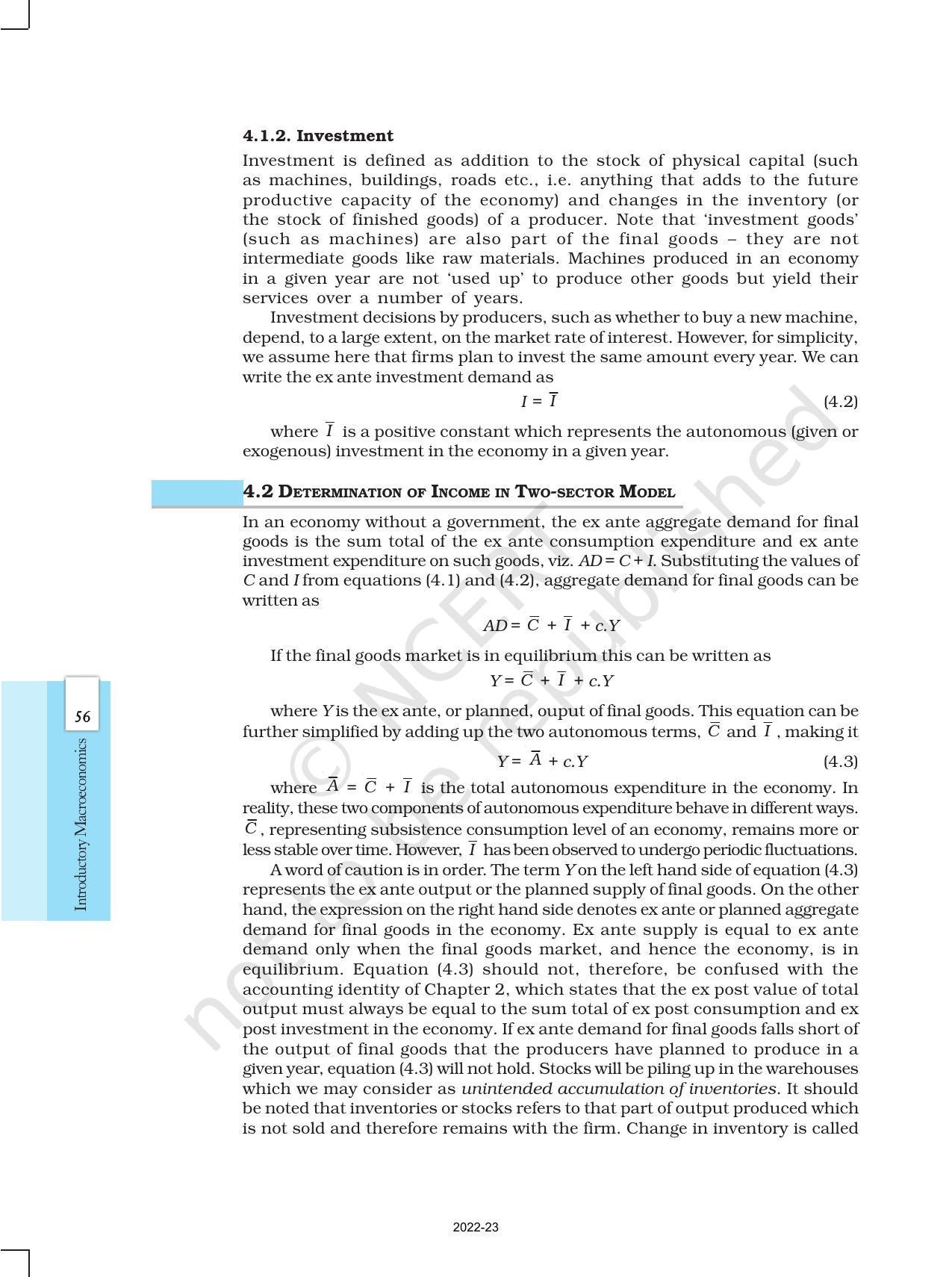 NCERT Book for Class 12 Economics (Macroeconomics) Chapter 4 Determination of Income and Employment - Page 4
