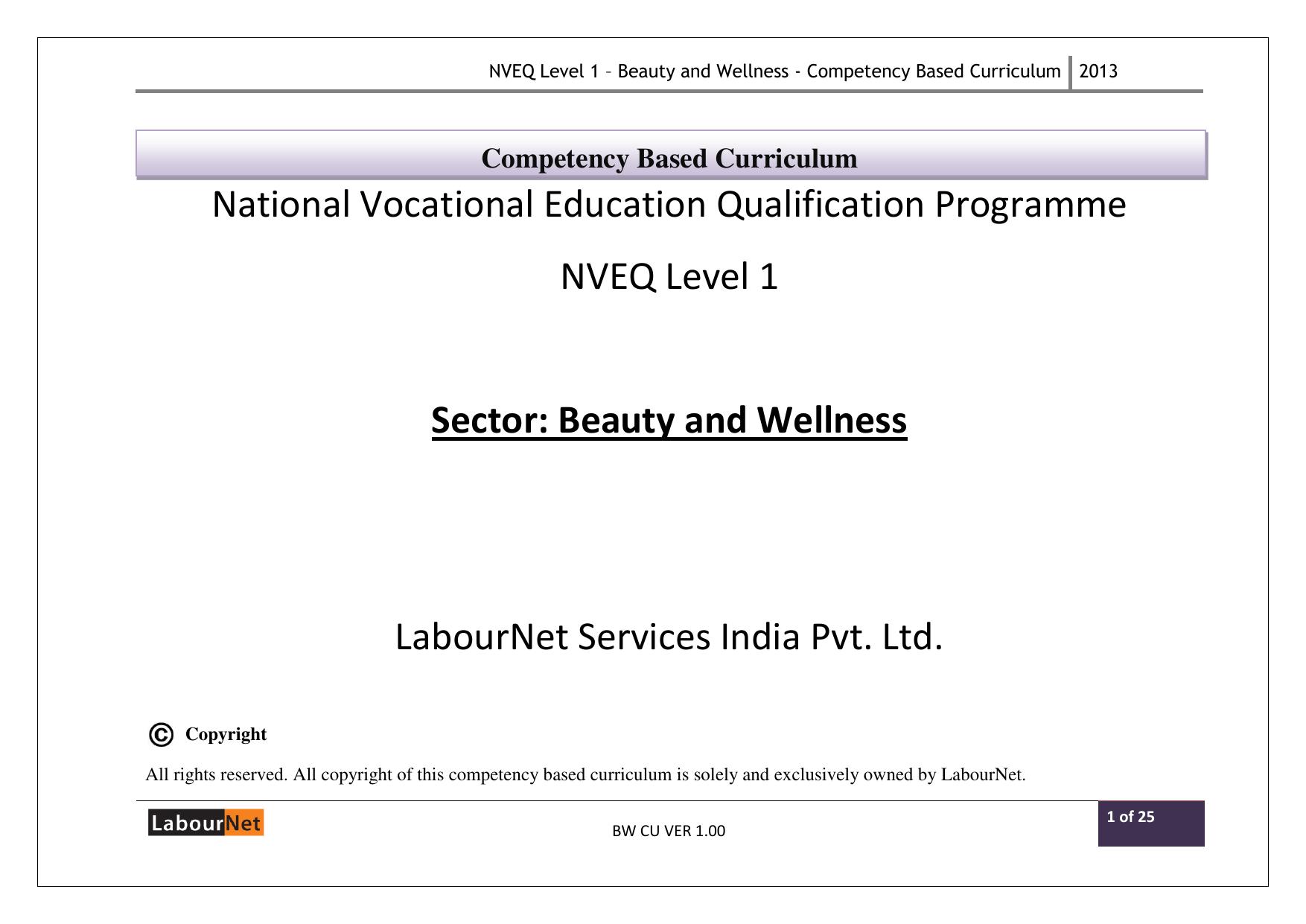 Maharashtra SSC Beauty and Wellness Syllabus - Page 1