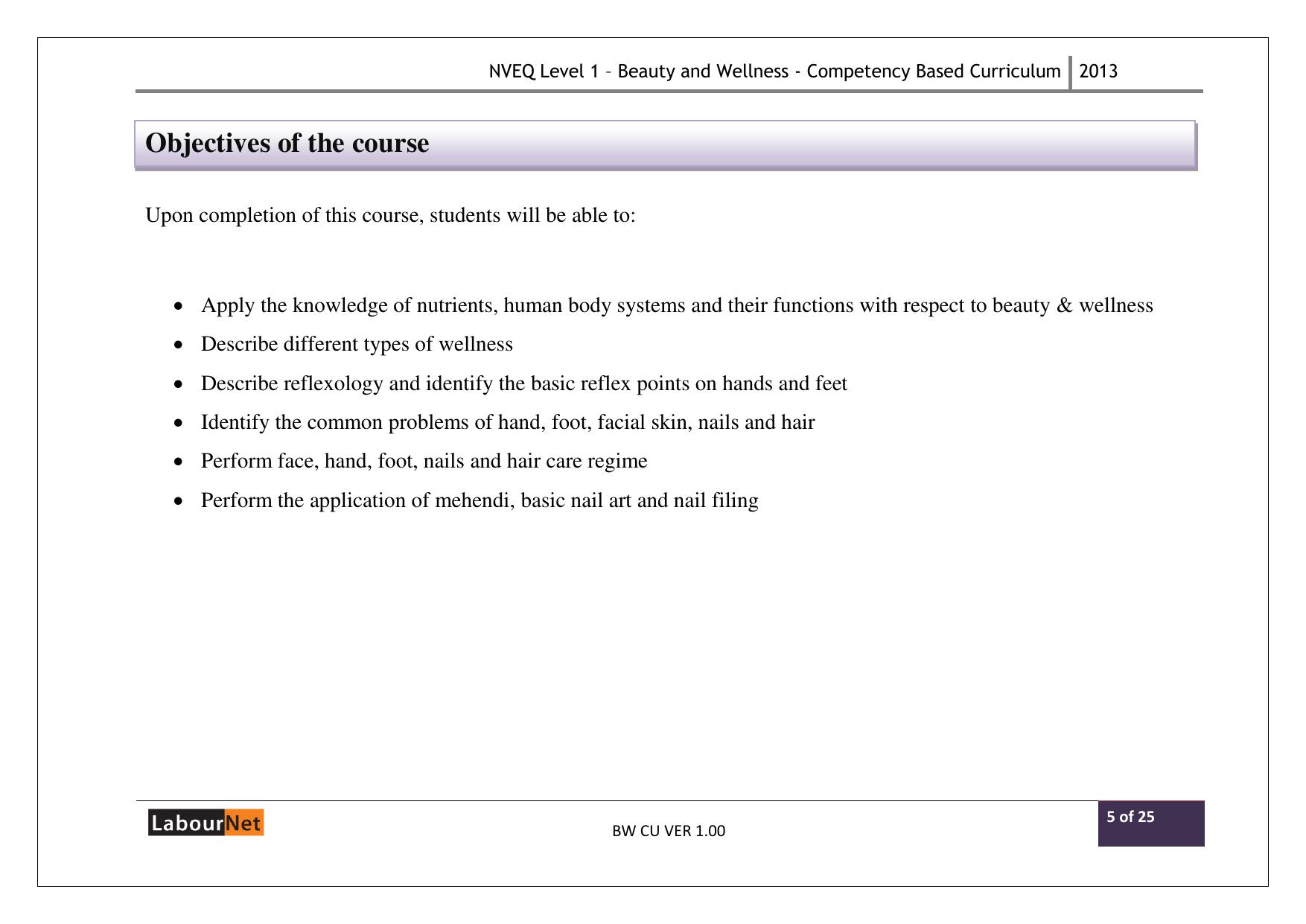 Maharashtra SSC Beauty and Wellness Syllabus - Page 5