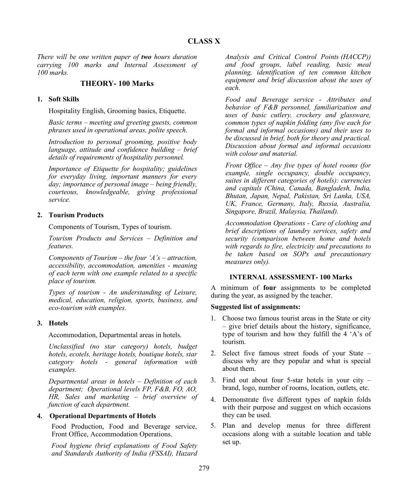 ICSE Hospitality Management Syllabus 2026 - Page 3