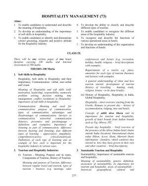 ICSE Hospitality Management Syllabus 2026