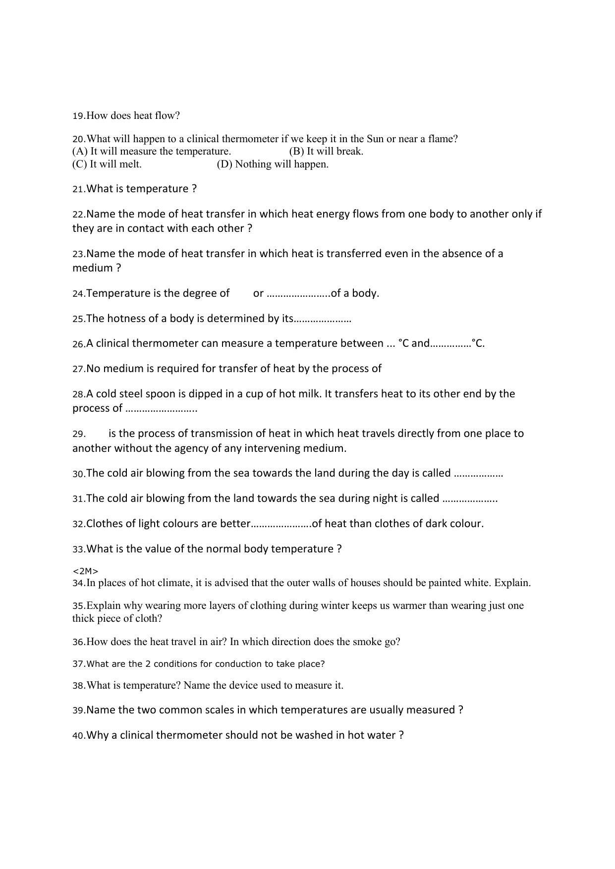 CBSE Worksheets for Class 7 Science Heat Assignment 3 - Page 2