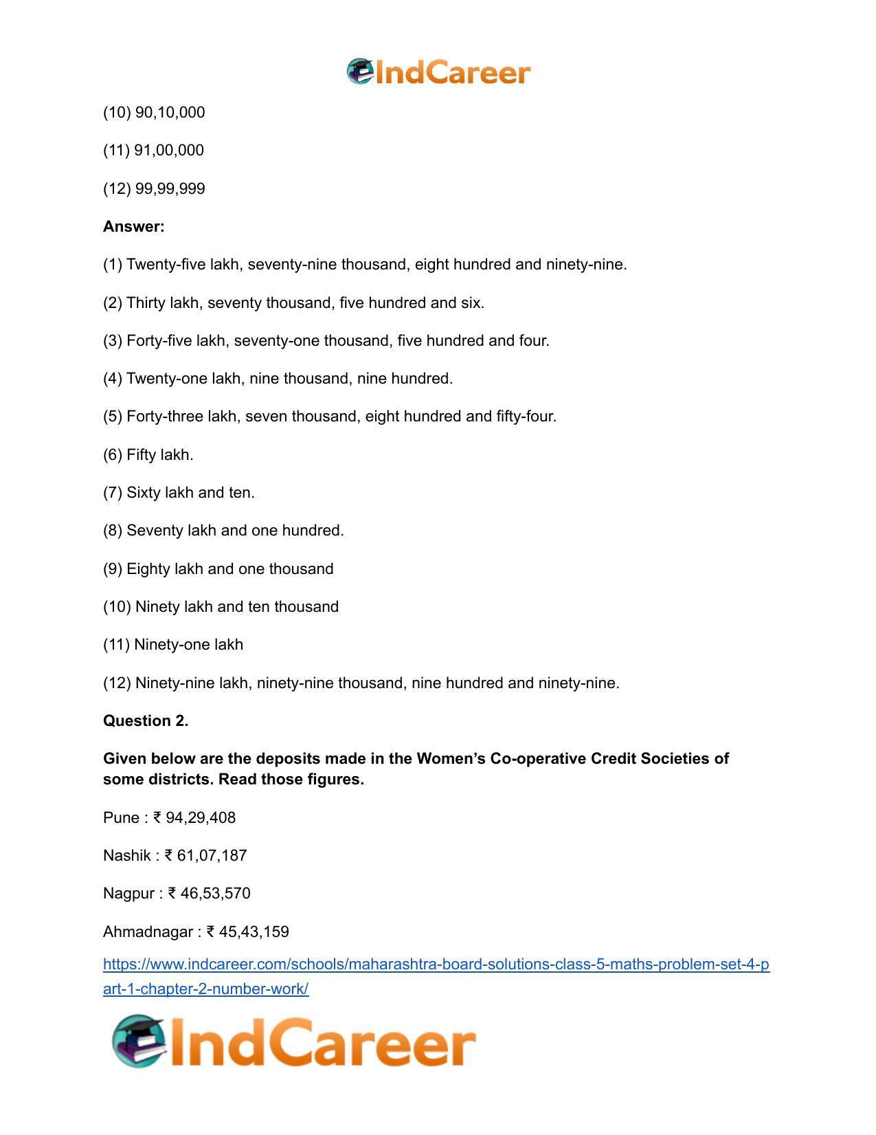 Maharashtra Board Solutions Class 5-Maths (Problem Set 4) - Part 1: Chapter 2- Number Work - Page 3