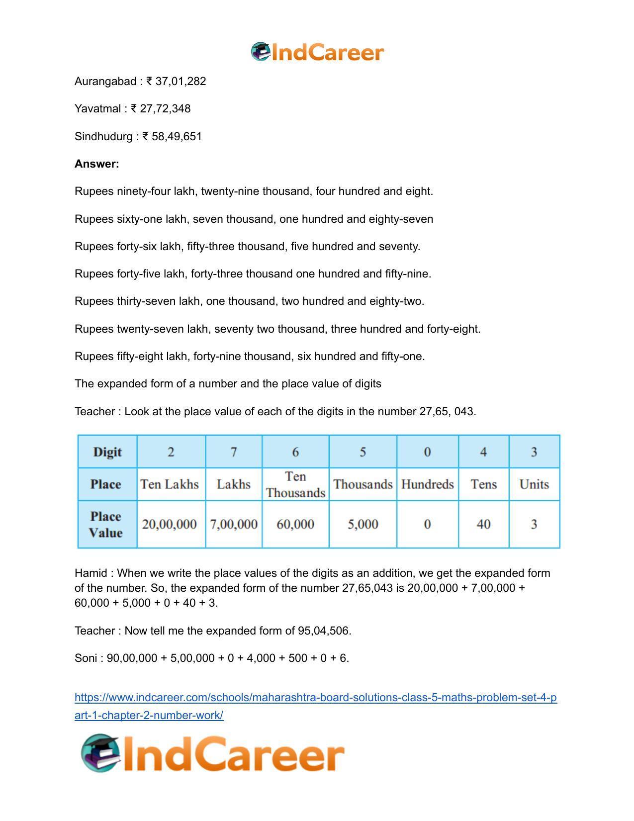 Maharashtra Board Solutions Class 5-Maths (Problem Set 4) - Part 1: Chapter 2- Number Work - Page 4