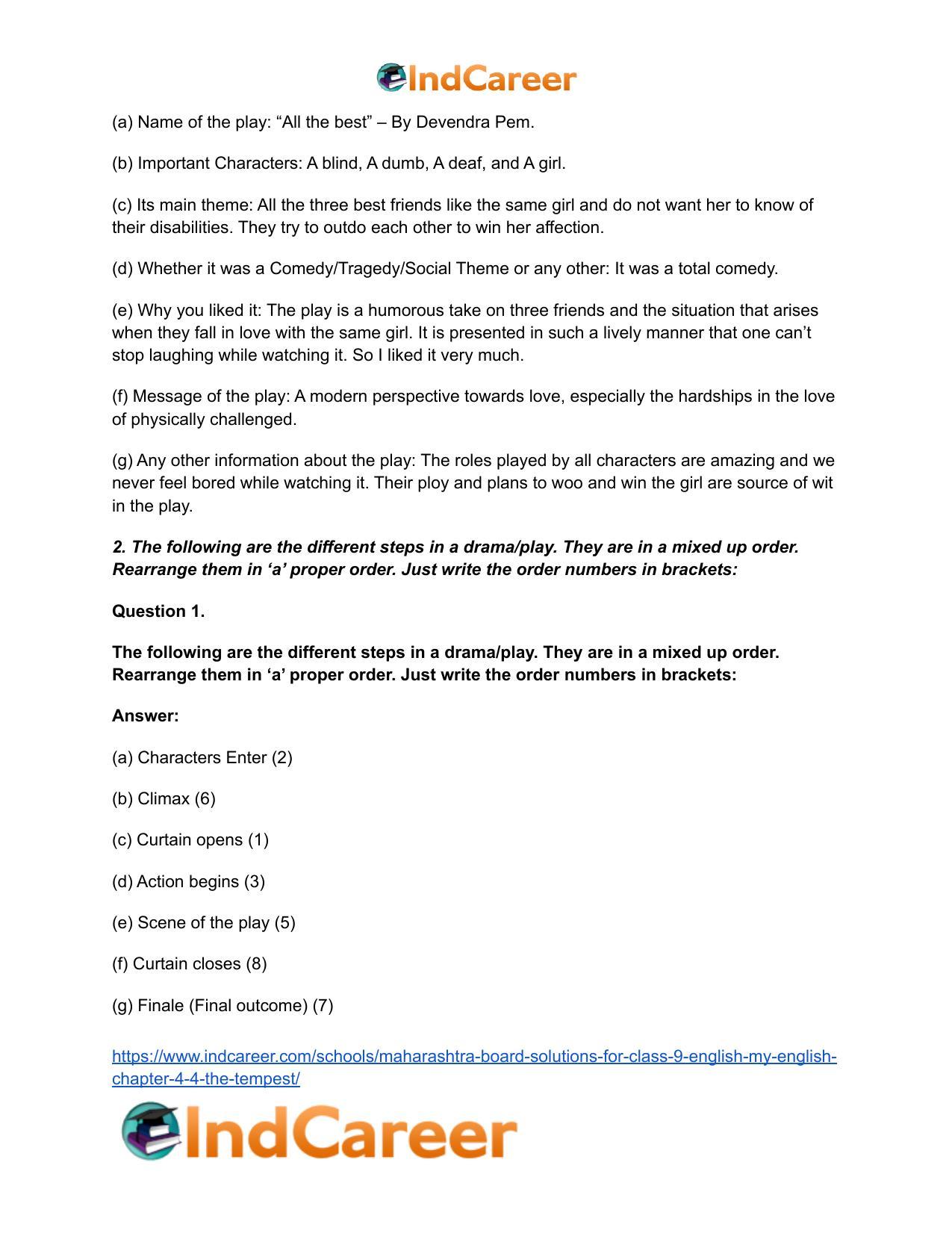 Maharashtra Board Solutions for Class 9- English (My English): Chapter 4.4- The Tempest - Page 3
