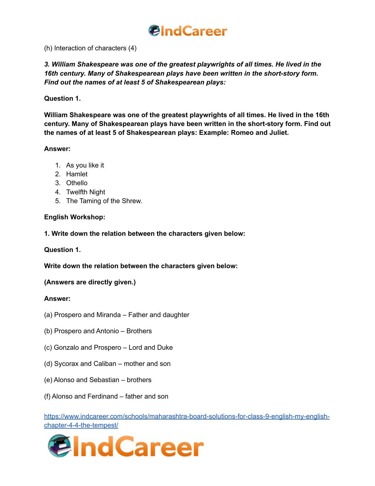Maharashtra Board Solutions for Class 9- English (My English): Chapter 4.4- The Tempest - Page 4