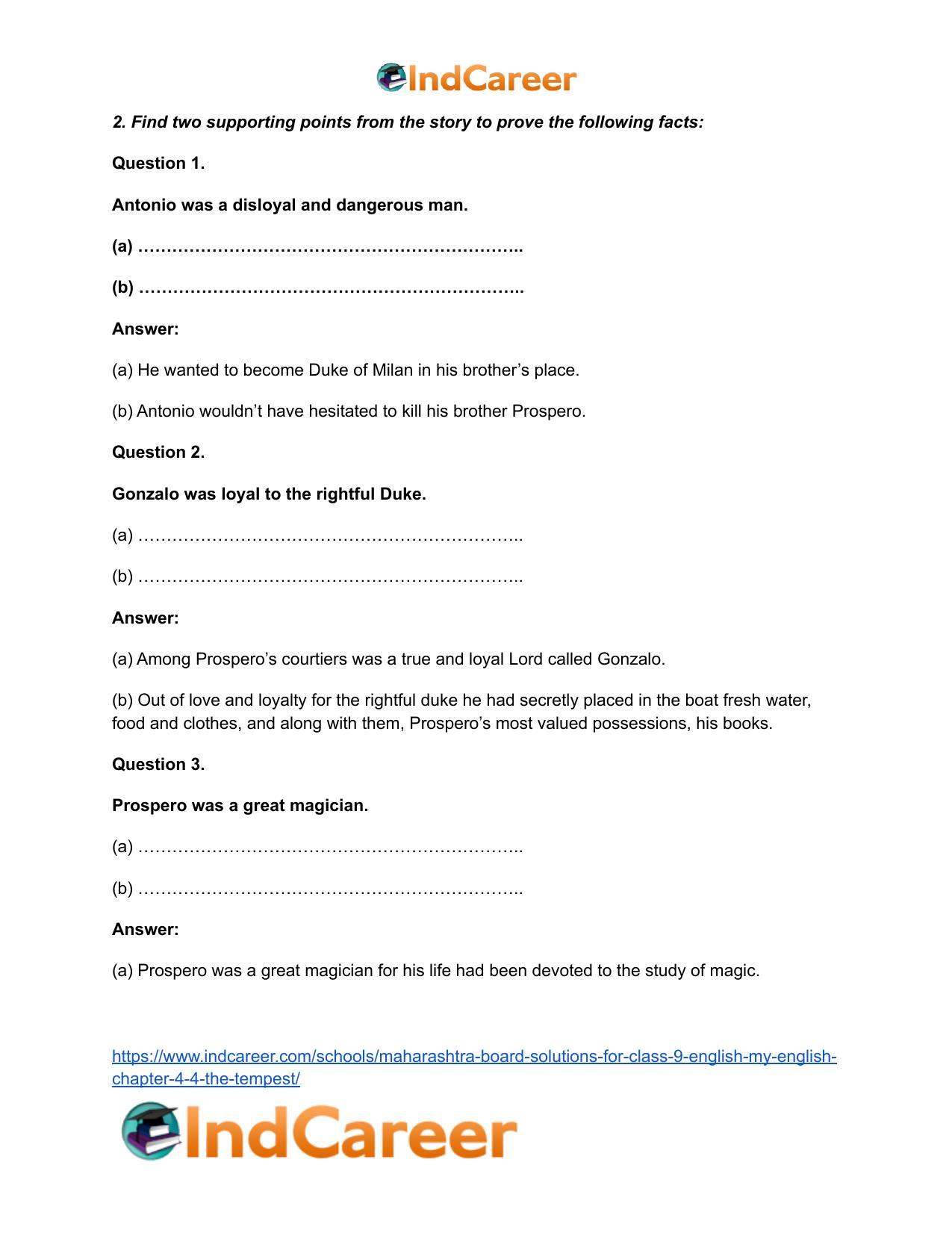 Maharashtra Board Solutions for Class 9- English (My English): Chapter 4.4- The Tempest - Page 5