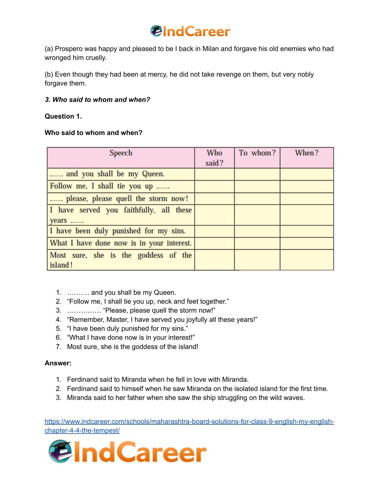 Maharashtra Board Solutions for Class 9- English (My English): Chapter 4.4- The Tempest - Page 7