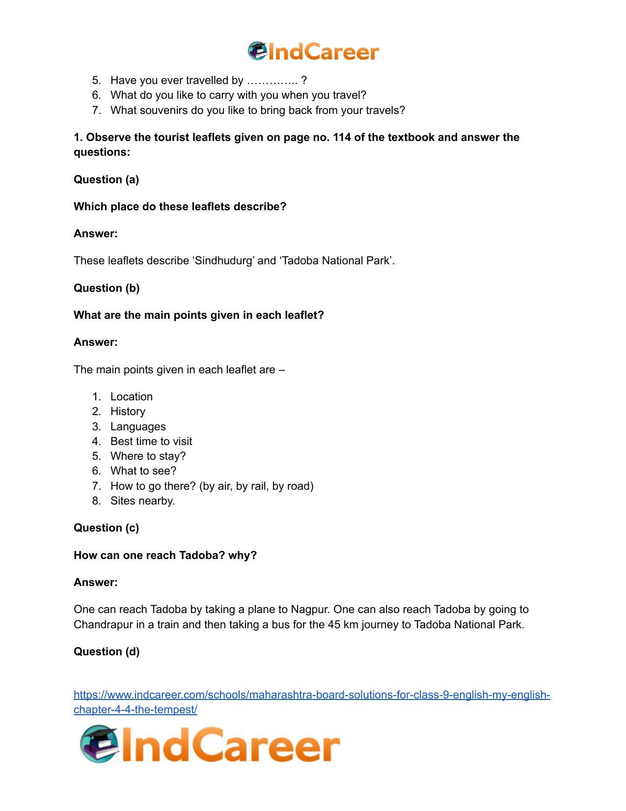 Maharashtra Board Solutions for Class 9- English (My English): Chapter 4.4- The Tempest - Page 11