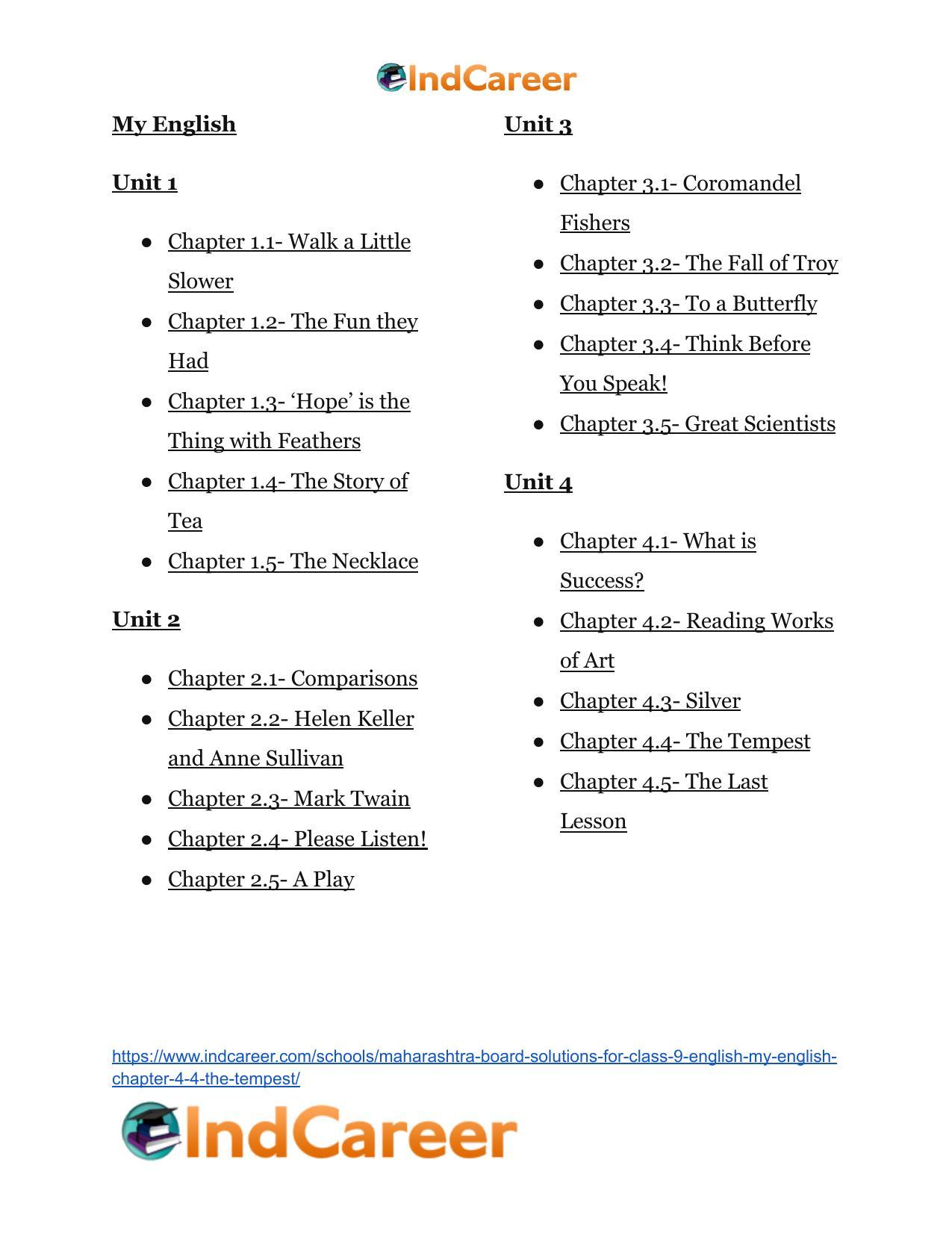 Maharashtra Board Solutions for Class 9- English (My English): Chapter 4.4- The Tempest - Page 39