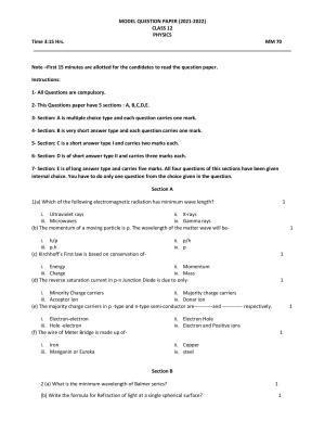 UP Board Class 12 Physics Model Papers 2023