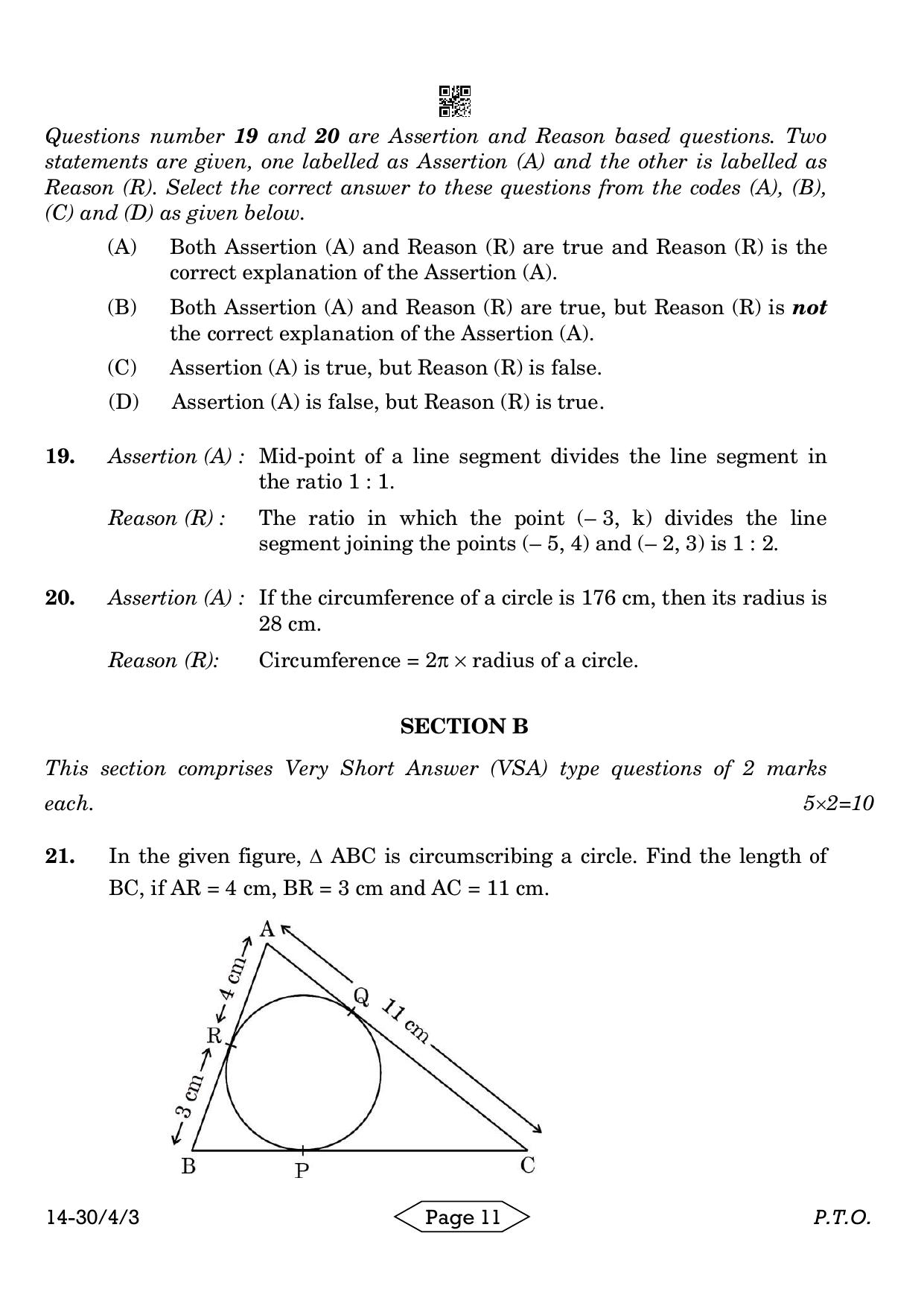 CBSE Class 10 30-4-3 Mathematics Standard 2024 Question Paper - Page 11