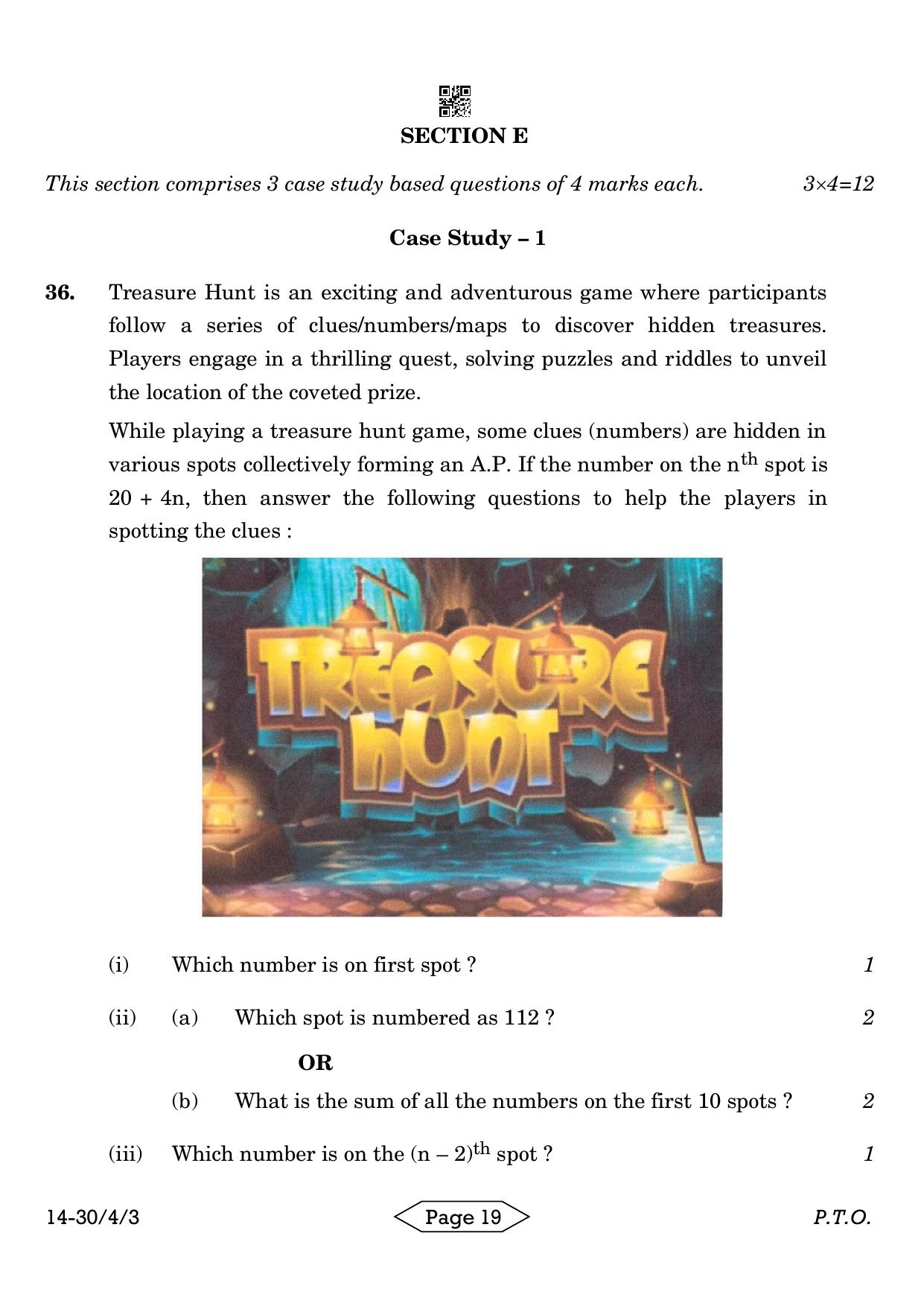 CBSE Class 10 30-4-3 Mathematics Standard 2024 Question Paper - Page 19