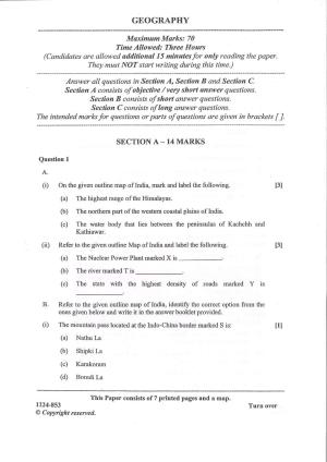 ISC Class 12 Geography 2024 Question Paper