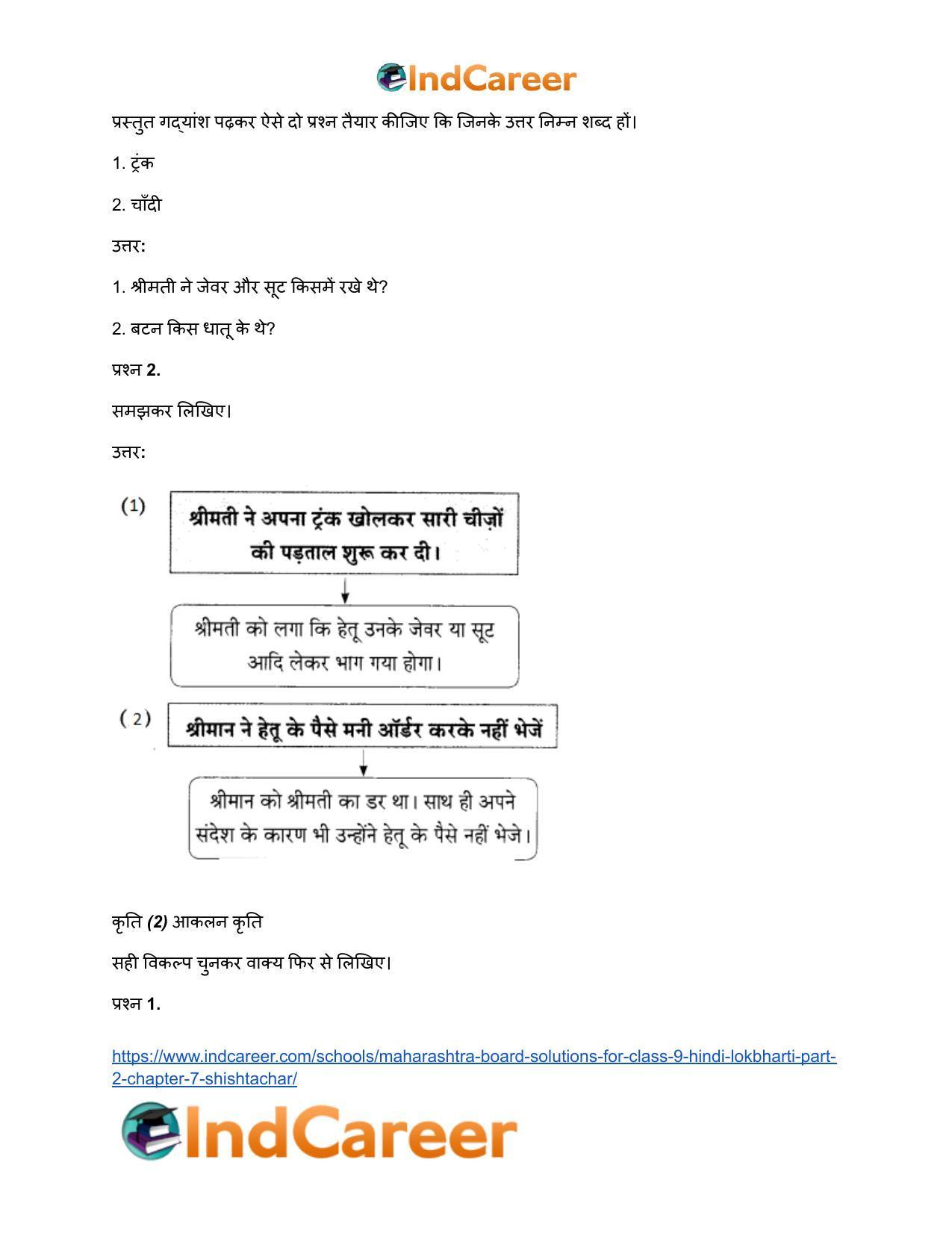 Maharashtra Board Solutions for Class 9- Hindi Lokbharti (Part 2): Chapter 7- शिष्टाचार - Page 25