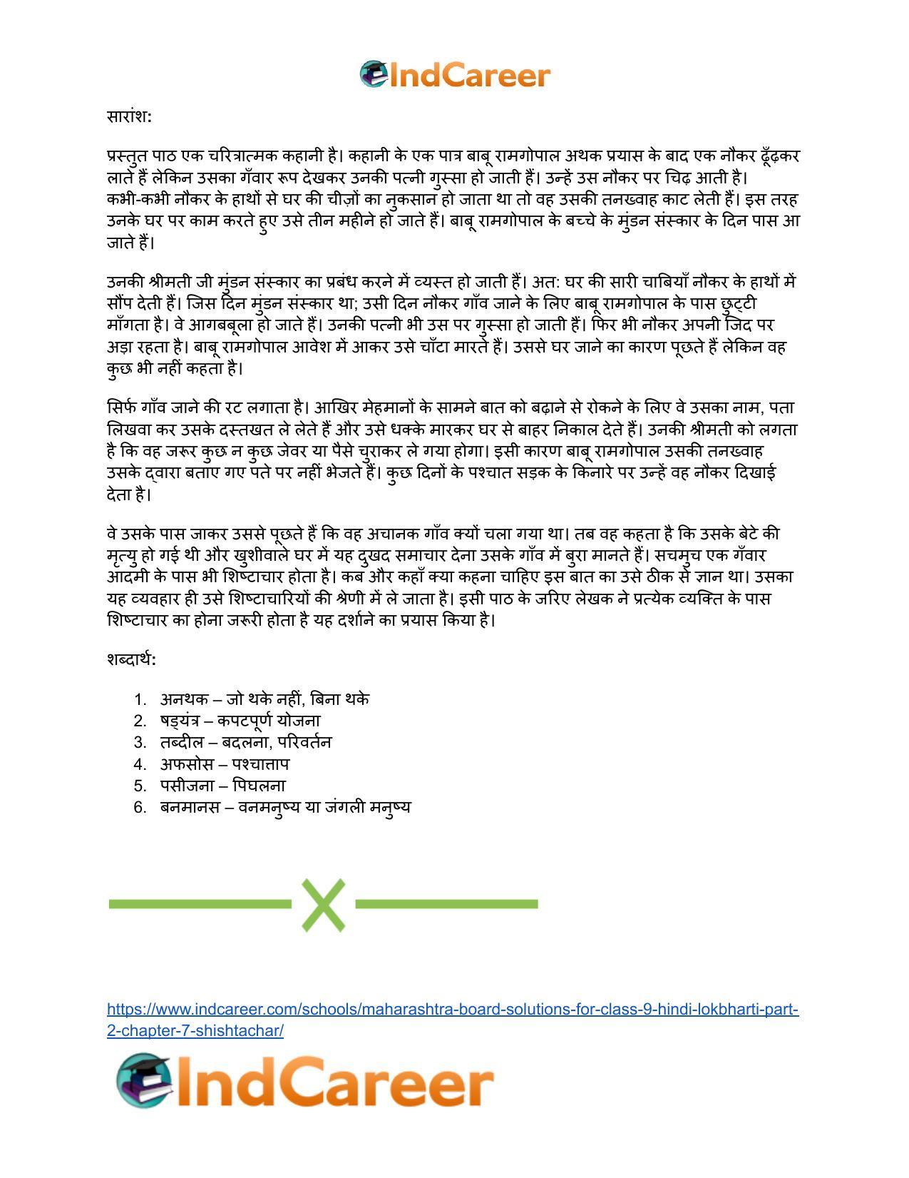 Maharashtra Board Solutions for Class 9- Hindi Lokbharti (Part 2): Chapter 7- शिष्टाचार - Page 36