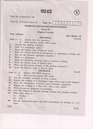 AP Inter 2nd Year Domestic Appliances and Rewinding-II March-2019-Vocational Question Paper