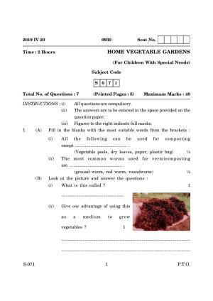 Goa Board Class 10 Home Vegetable Gardens Cwsn (March 2019) Question Paper
