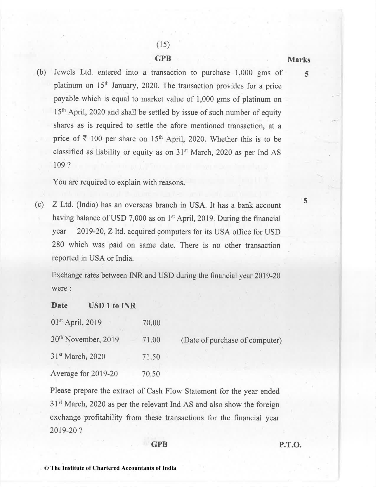 CA Final Jan 2021 Question Paper - Paper 1 – Financial Reporting - Page 15