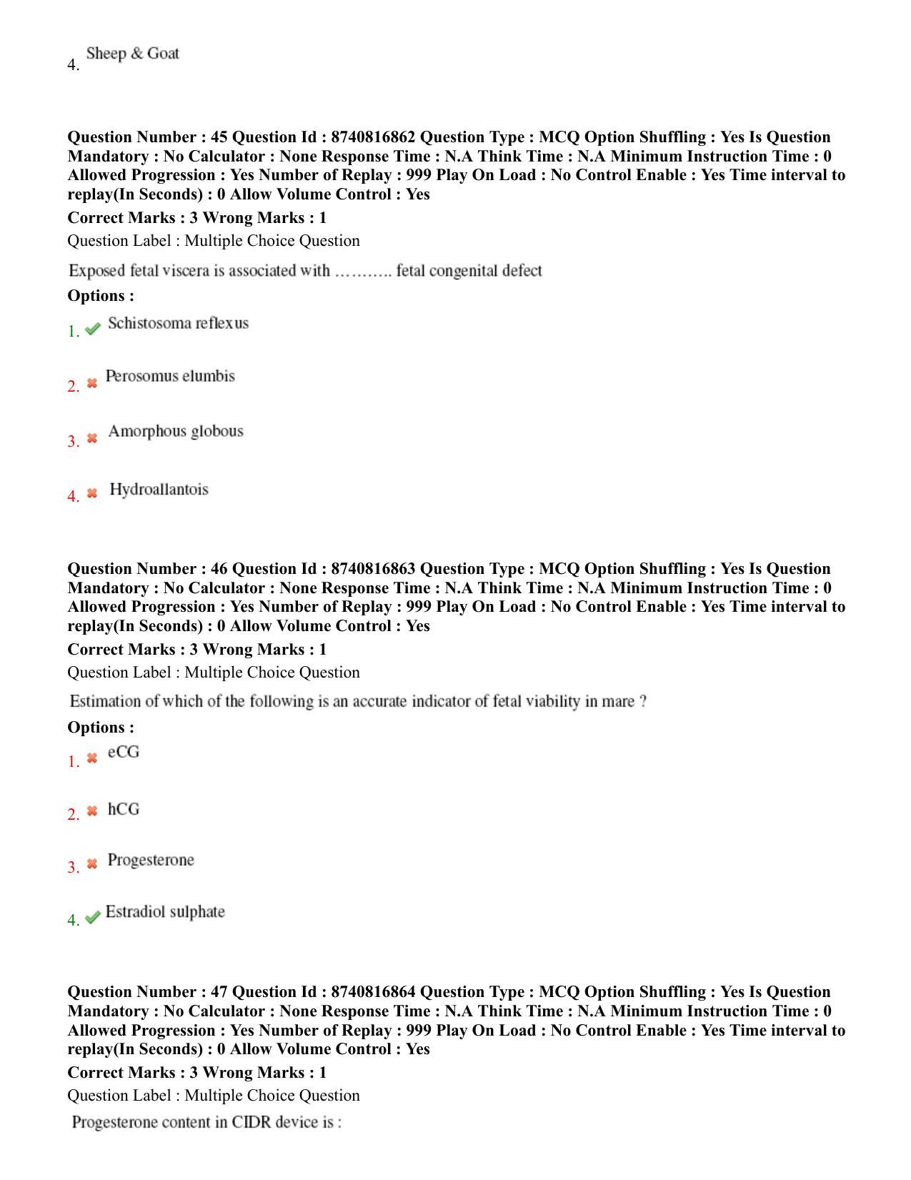 BHU RET Veterinary Gynaecology and Obstetrics 2020 Question Paper - Page 30