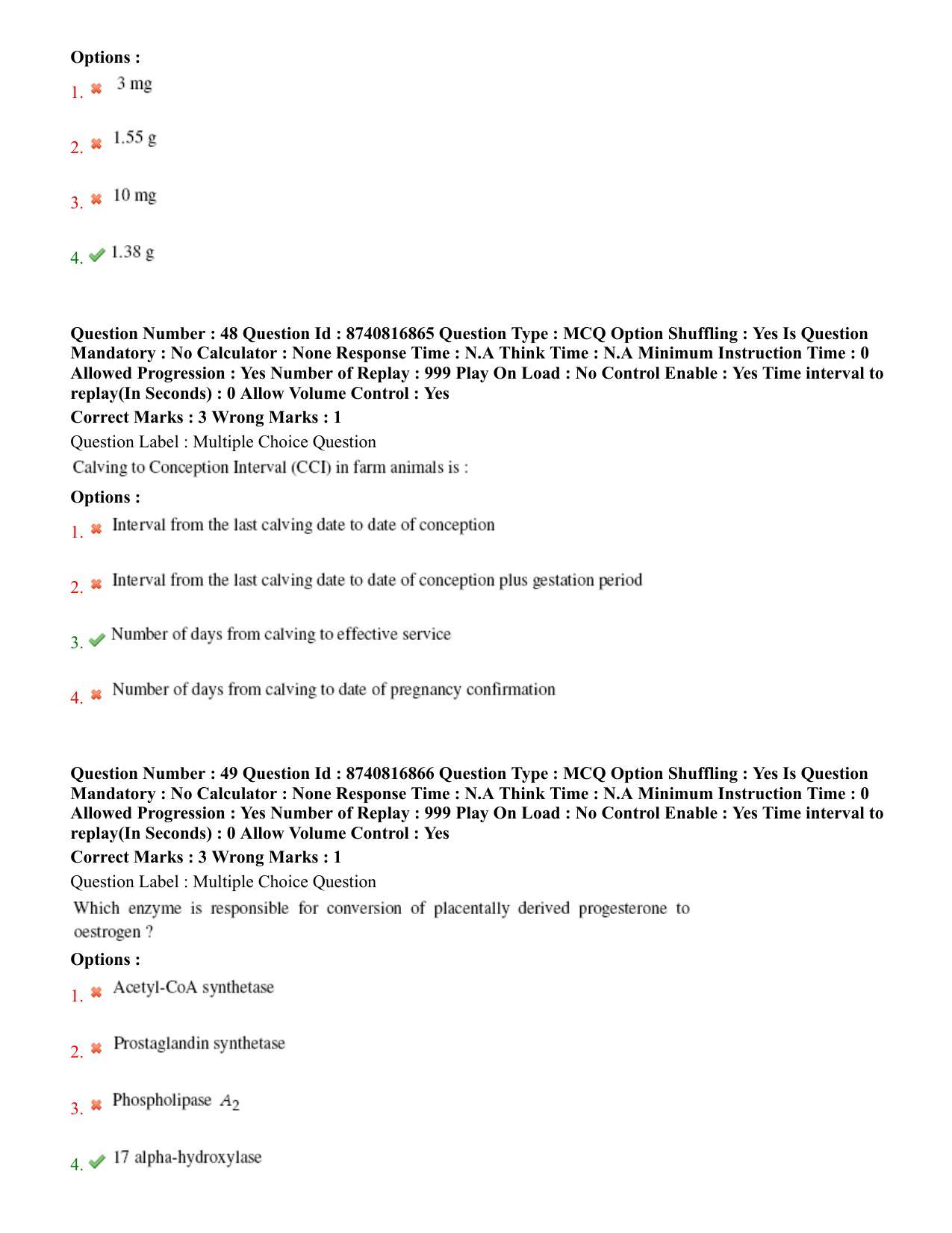 BHU RET Veterinary Gynaecology and Obstetrics 2020 Question Paper - Page 31