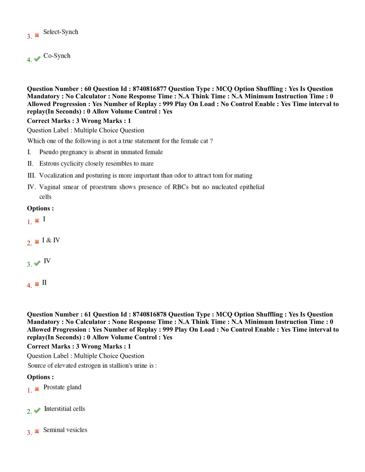 BHU RET Veterinary Gynaecology and Obstetrics 2020 Question Paper - Page 36