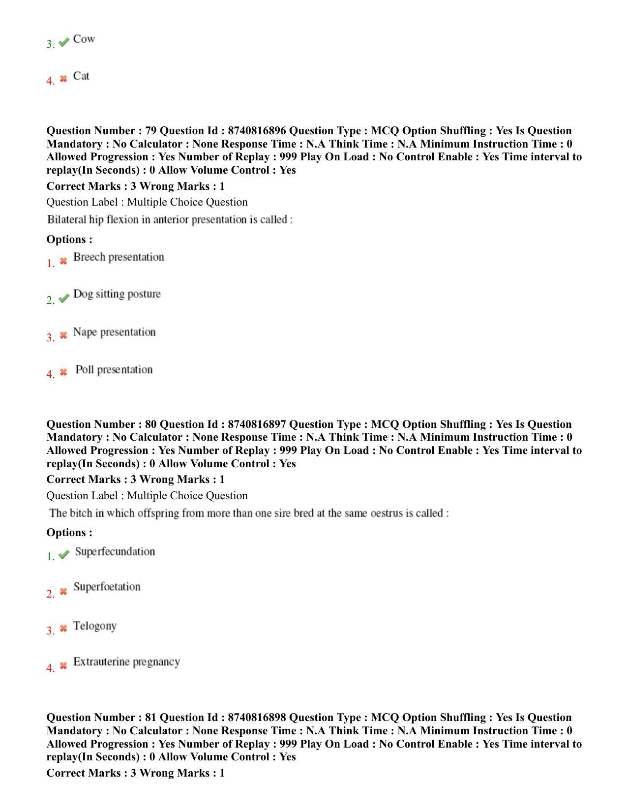 BHU RET Veterinary Gynaecology and Obstetrics 2020 Question Paper - Page 44