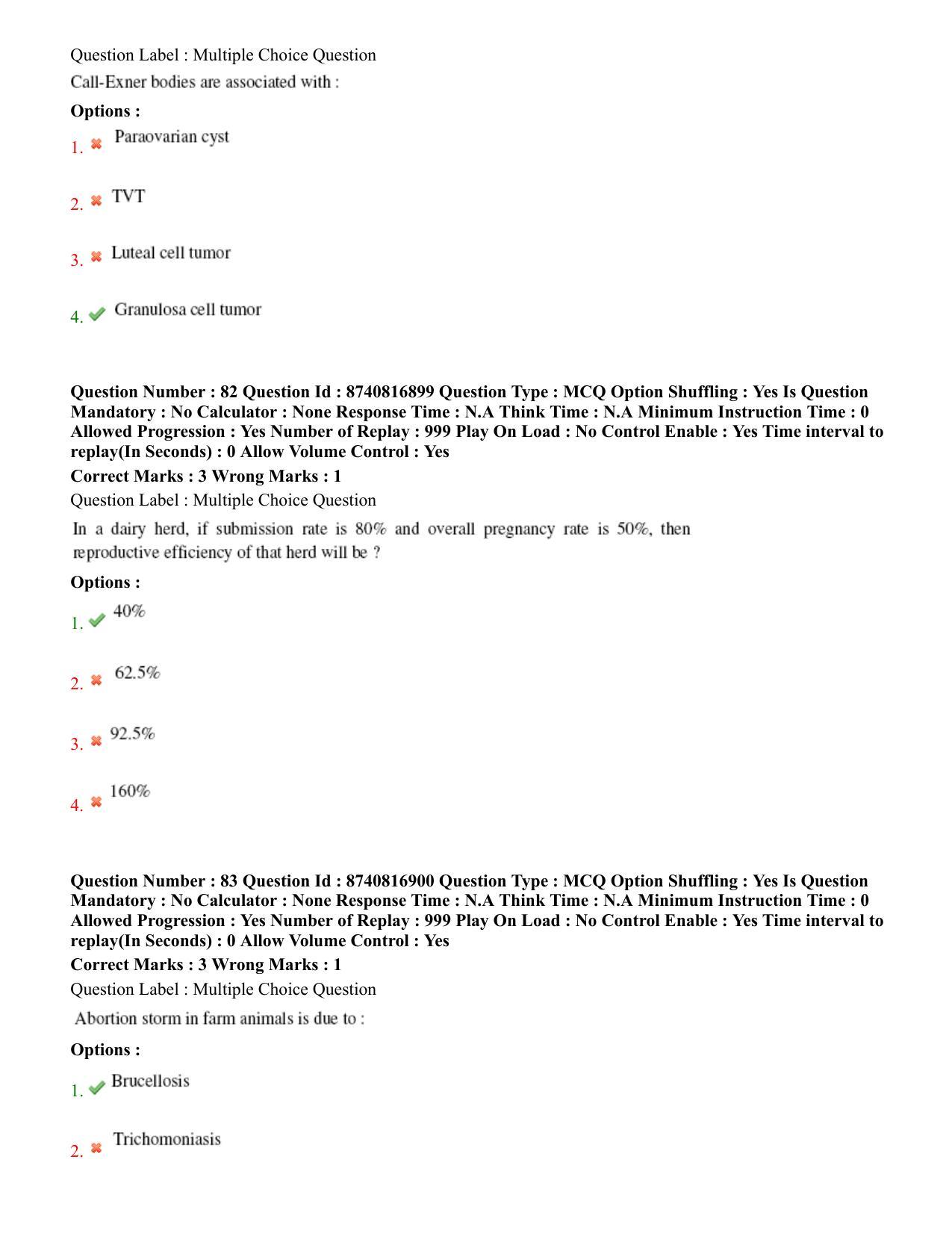 BHU RET Veterinary Gynaecology and Obstetrics 2020 Question Paper - Page 45