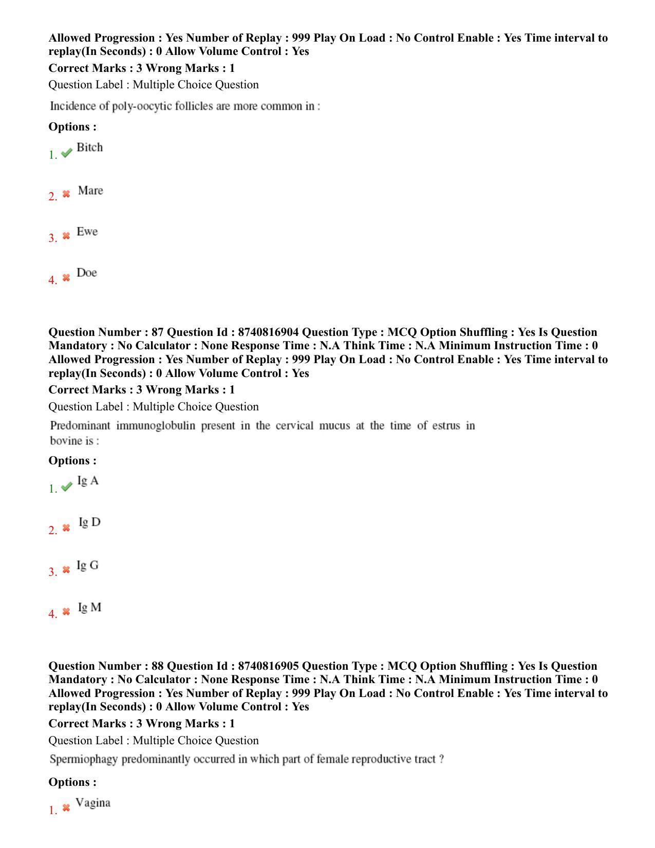 BHU RET Veterinary Gynaecology and Obstetrics 2020 Question Paper - Page 47
