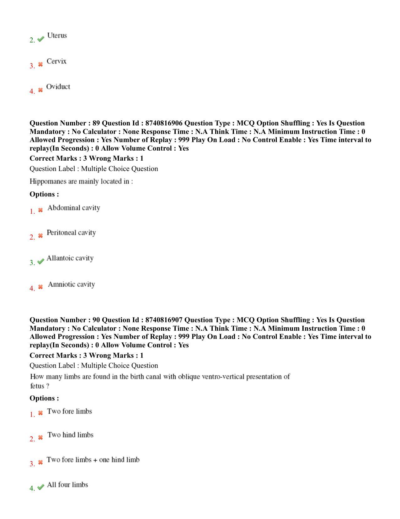 BHU RET Veterinary Gynaecology and Obstetrics 2020 Question Paper - Page 48