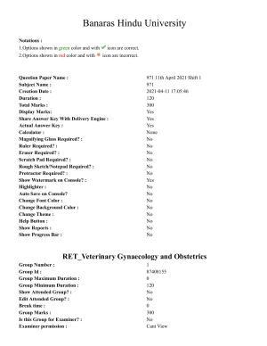 BHU RET Veterinary Gynaecology and Obstetrics 2020 Question Paper