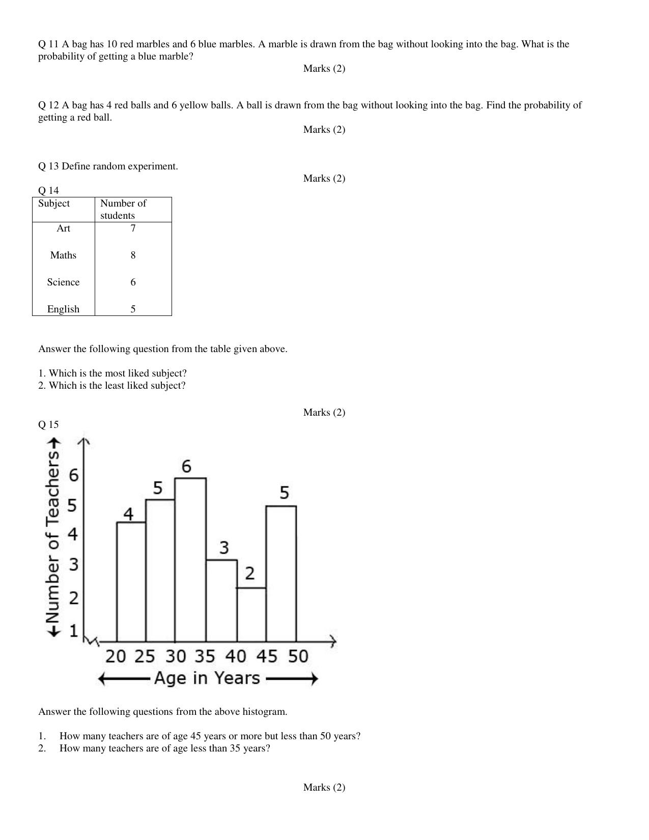 CBSE Worksheets for Class 8 Mathematics Data Handling Assignment 5 - Page 2