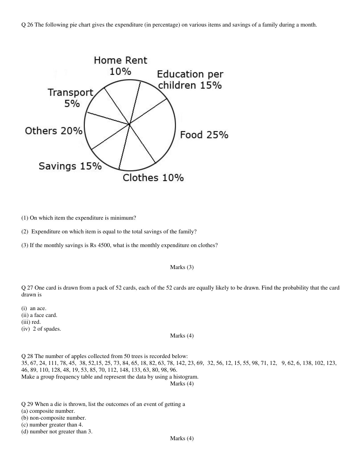 CBSE Worksheets for Class 8 Mathematics Data Handling Assignment 5 - Page 5