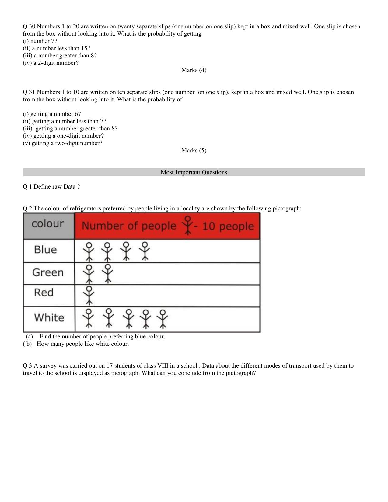 CBSE Worksheets for Class 8 Mathematics Data Handling Assignment 5 - Page 6