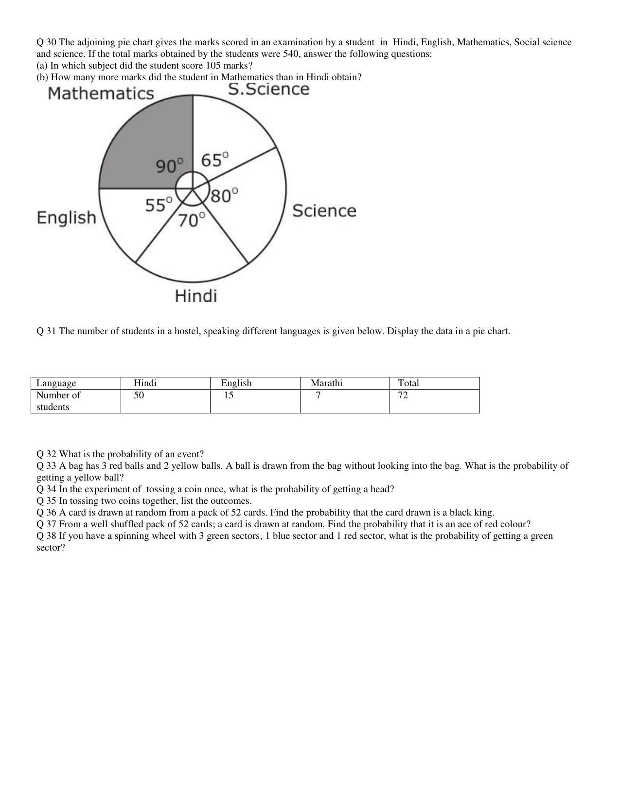CBSE Worksheets for Class 8 Mathematics Data Handling Assignment 5 - Page 12