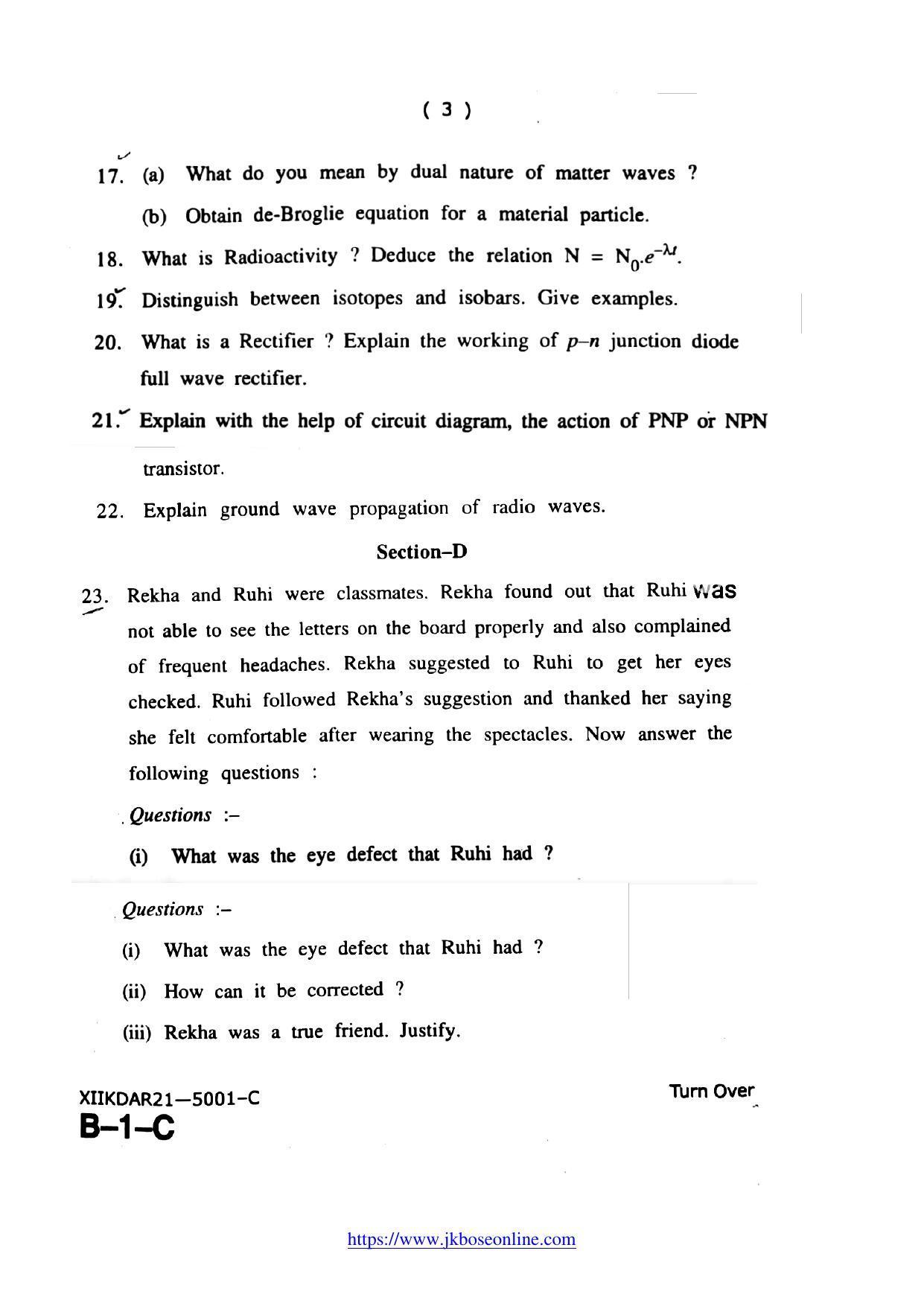  JKBOSE Class 12 Physics 5001-C Question Papers 2021 - Page 3