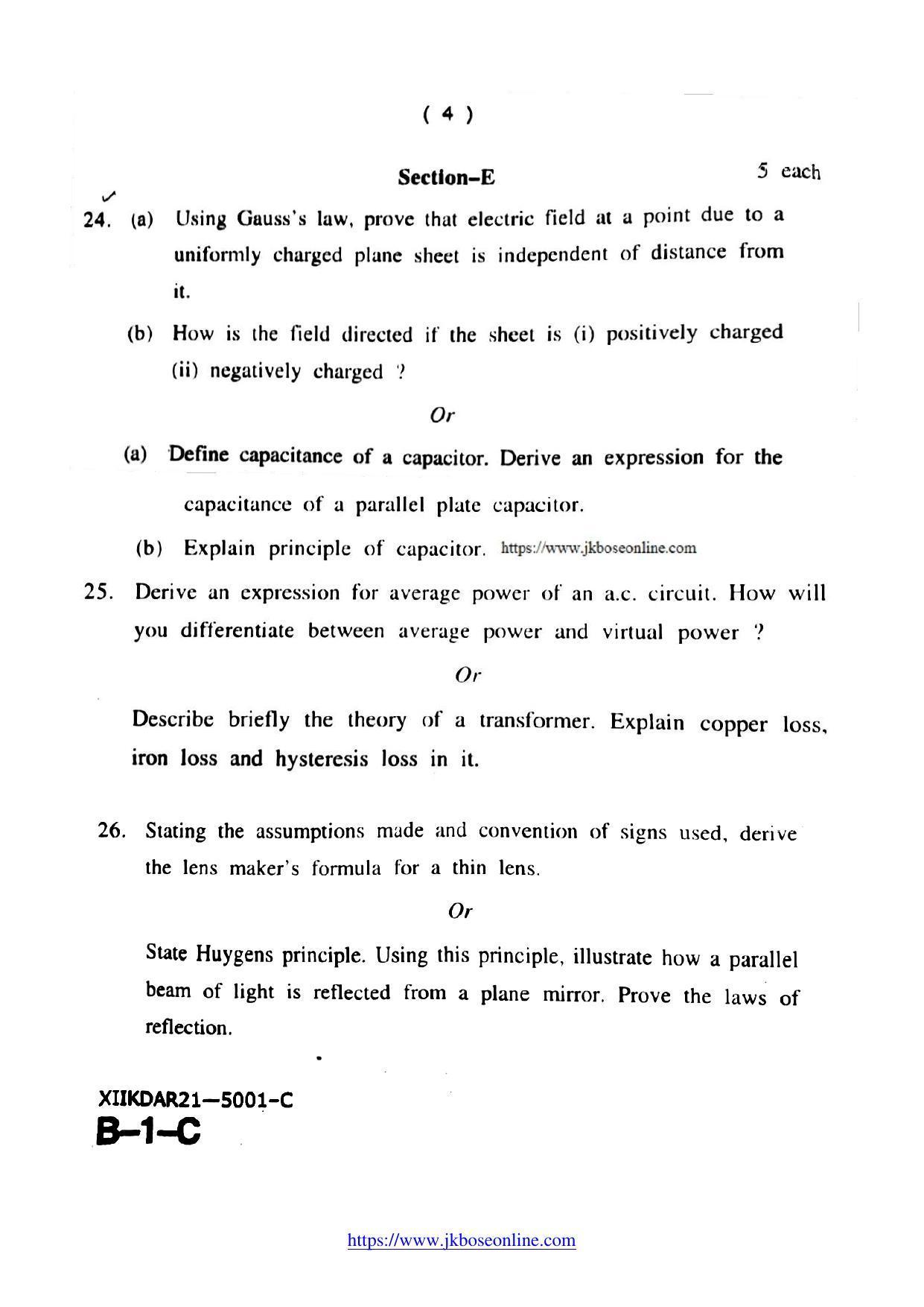  JKBOSE Class 12 Physics 5001-C Question Papers 2021 - Page 4