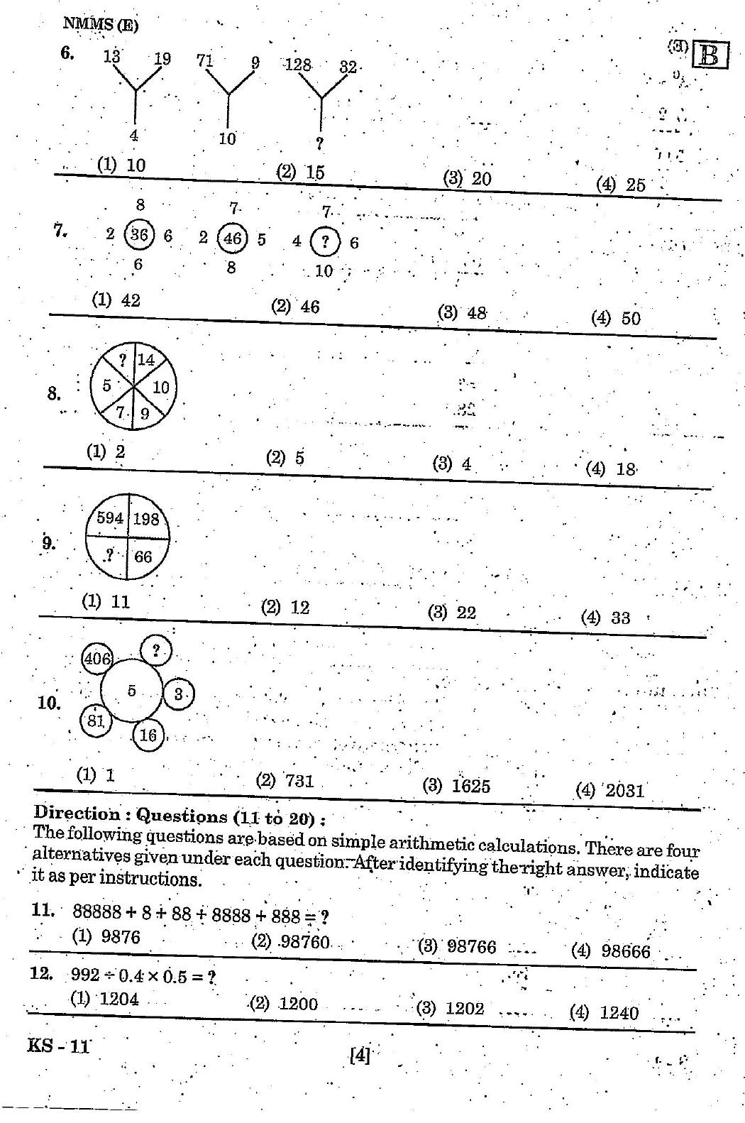 NMMS Feb 2021 - Booklet Code-B (English Medium) - Page 4