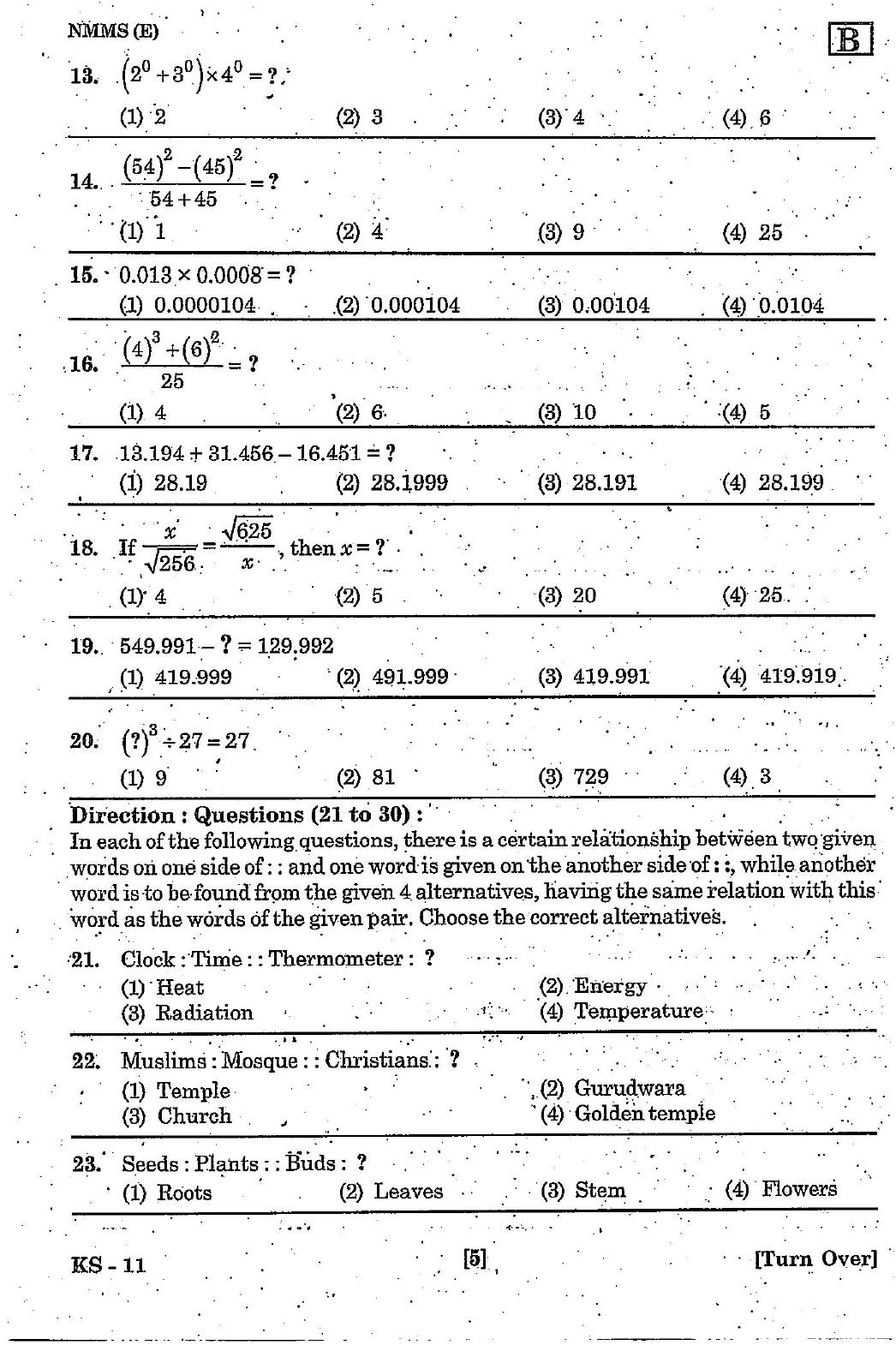 NMMS Feb 2021 - Booklet Code-B (English Medium) - Page 5