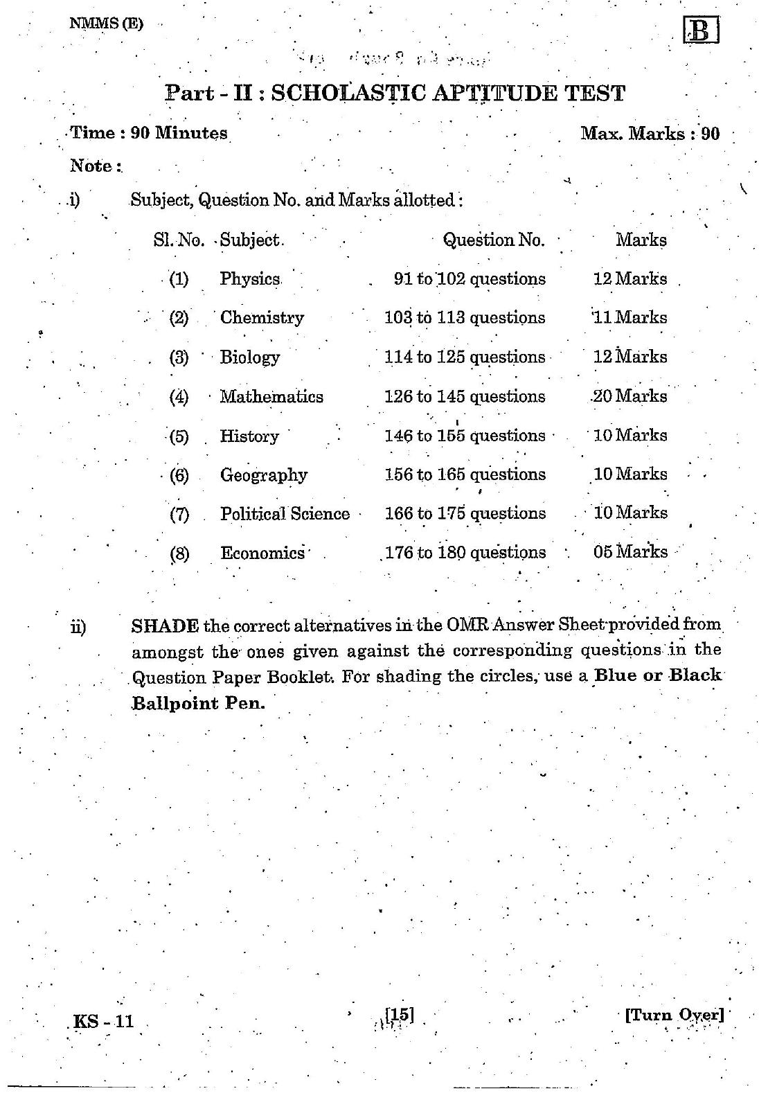 NMMS Feb 2021 - Booklet Code-B (English Medium) - Page 15