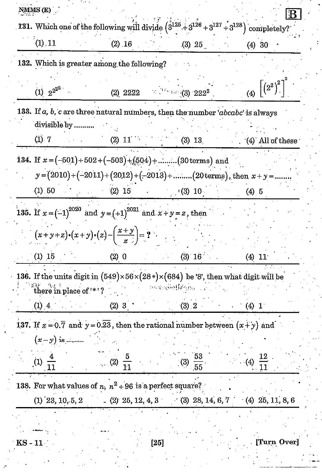 NMMS Feb 2021 - Booklet Code-B (English Medium) - Page 25
