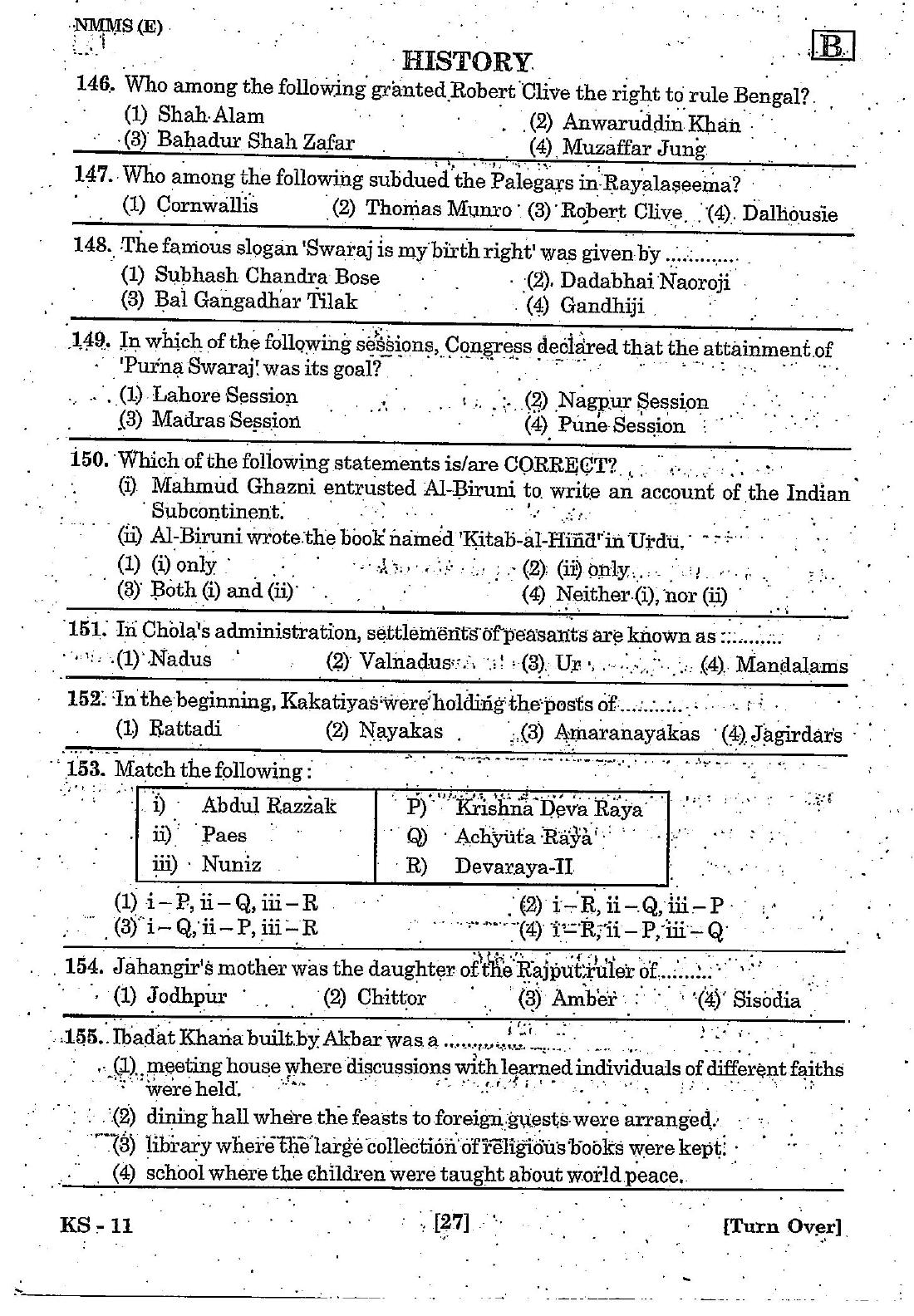 NMMS Feb 2021 - Booklet Code-B (English Medium) - Page 27