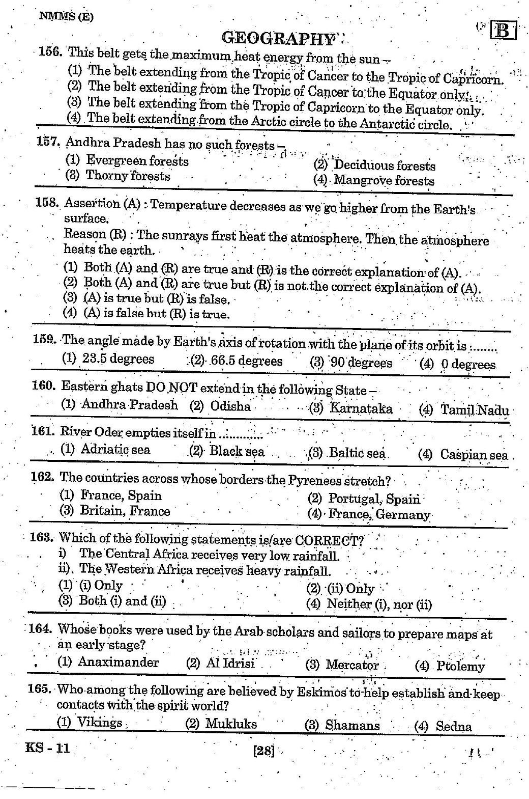 NMMS Feb 2021 - Booklet Code-B (English Medium) - Page 28