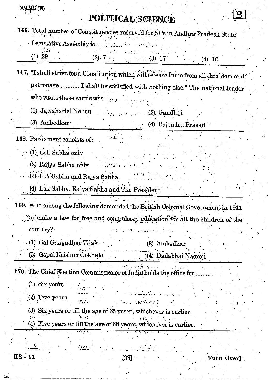 NMMS Feb 2021 - Booklet Code-B (English Medium) - Page 29
